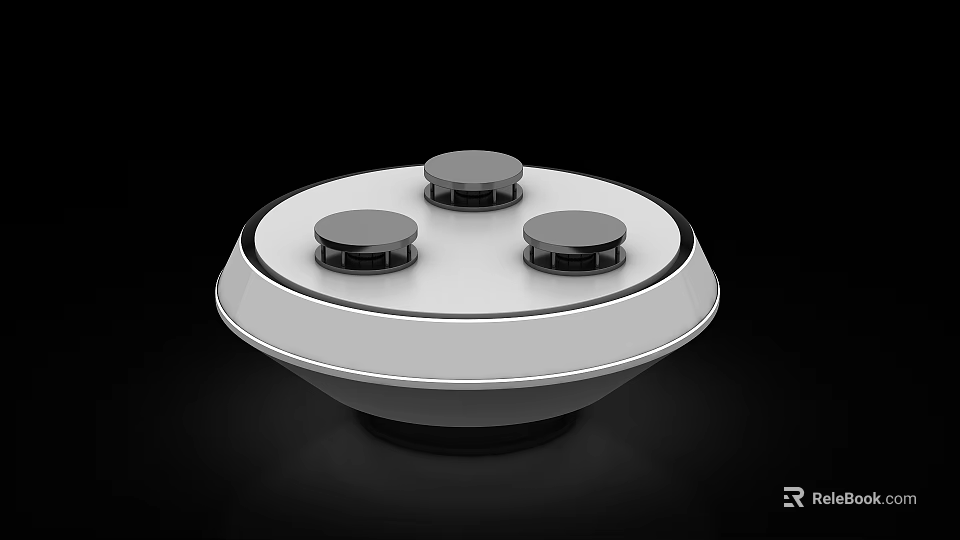 White Circular Device With Three Black Knobs Sleek Surface Modern Design 3d model 