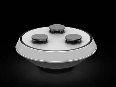 White Circular Device With Three Black Knobs Sleek Surface Modern Design 3d model