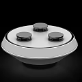 White Circular Device With Three Black Knobs Sleek Surface Modern Design 3d model