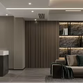Modern Living Dining Room Interior With Stone Wall Sofa Pillows And Lighting Strips