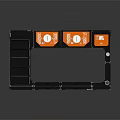 Medical Storage Cabinet With Orange Control Panels Black Frame And Drawers
