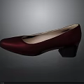 Women's Red Satin Block Heel Shoes With Simple Design And Shiny Finish
