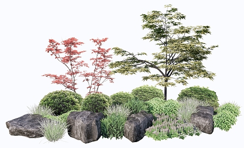 Modern shrub plant combination plant pile flowers and plants combination Jingshi 3d model