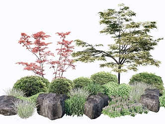 Modern shrub plant combination plant pile flowers and plants combination Jingshi 3d model