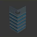 Futuristic Tactical Weapon Featuring Layered Metallic Design With Blue Accent Lines