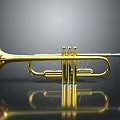 Shiny Golden Brass Trumpet Musical Instrument For Home Decor