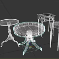 Dining Table Combination With Round Square Half Round Designs And Marble Top Wooden Gold Accents