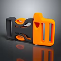 Black And Orange Clothing Accessory Buckle With Hollow Out Curved Structure And Smooth Reflective Surface