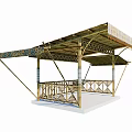 Bamboo Landscape Pavilion with Ornate Canopy and Wooden Railings in Outdoor Design