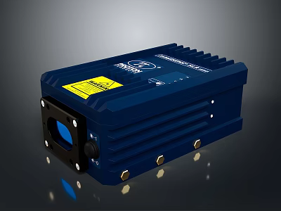 Blue Industrial Equipment With Heat Dissipation Structure And Blue Lens Interface 3d model