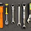 Professional Hardware Tools Collection Including Adjustable And Socket Wrenches With Yellow Black Handles 3d model
