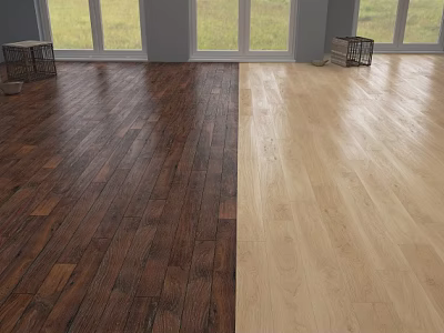 Two Tone Dark And Light Wooden Floors With Natural Texture In Bright Interior 3d model