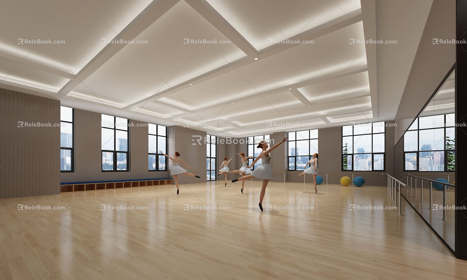 Modern Dance Room Dance Classroom 3d model