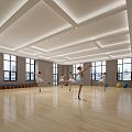 Modern Dance Room Dance Classroom 3d model