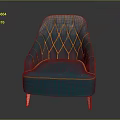 Luxury Teal Accent Chair With Diamond Gold Stitching And Copper Legs
