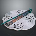 Vintage Green And Brown Metal Hardware Tool On Perforated White Plate