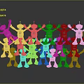 Silver Robots Arranged in Rows with Some Raising Hands on Gray Reflective Background