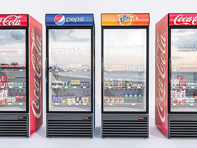Beverage Display Refrigerators with Coca Cola Pepsi Mountain Dew for Convenience Stores 3d model
