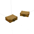 Two Small Vintage Golden Suitcases With Metal Clasps And Handles