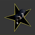 Dynamic Game Movie Character In Blue Coat White Pants Standing On Star Base Pointing Up