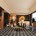 Modern Clothing Store Interior With Fashion Apparel Racks Decorative Plants And Patterned Tiles