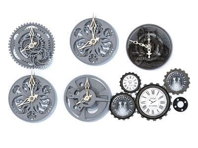 Industrial LOFT clock mechanical gear wall clock wall decoration hanging clock combination wall decoration combination quartz watch clock combination 3d model