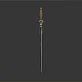 Ornate Decorative Sword With Golden Hilt Cross Shaped Pommel Gemstone Inlays And Engraved Blade