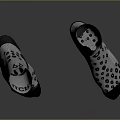 Black And White Socks With UCR Lettering Panda Pattern And Polka Dots 3d model