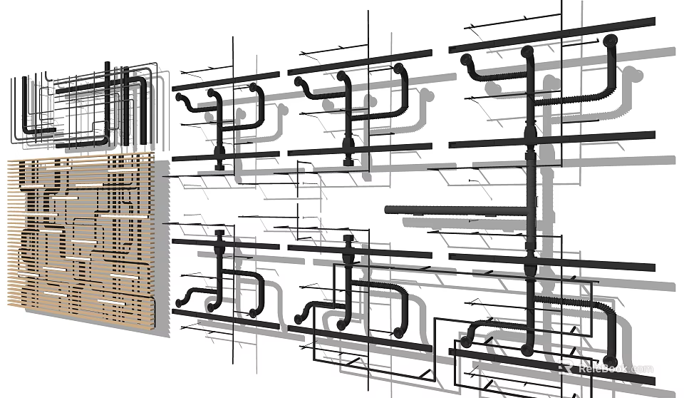 Industrial Pipe System Design with Structural Layout and Engineering Details 3d model 