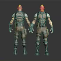 Tactical Equipped Male Character 3D Model With Front Back View Camouflage Gear