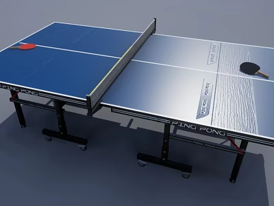 Portable Ping Pong Table With Wheels Paddles And Balls For Indoor Sports Equipment 3d model