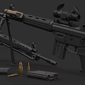 Modern Tactical Rifles With Scope Magazine And Ammunition 3d model