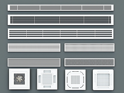 Modern air outlet central air conditioner pipe machine outlet return inlet aluminum alloy louver outlet top air conditioner 3d model