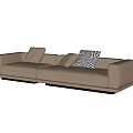 Modern Brown Leather Sectional Sofa With Solid And Black White Checkered Pillows