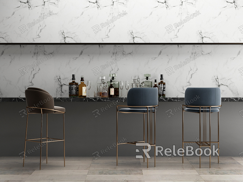 Light Luxury Bar Chair Combination Water Bar Counter Bar Chair model