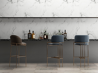 Light Luxury Bar Chair Combination Water Bar Counter Bar Chair model