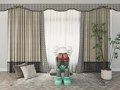 modern curtain fabric curtain gauze curtain 3d model