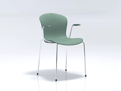 Light Green Modern Leisure Chair With Armrests And Silver Metal Legs 3d model