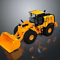 Yellow Heavy Duty Front Loader With Large Bucket Black Wheels And Cab