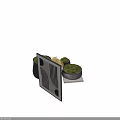 Modern Bonsai Potted Plants With Green Moss In Black Woven Pots And Decorative Art