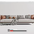 Modern double sofa multiplayer sofa 3d model