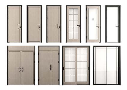 New Chinese Style Flat Door Single Door 3d model