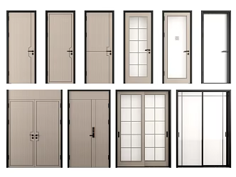 New Chinese Style Flat Door Single Door 3d model