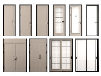 New Chinese Style Flat Door Single Door 3d model