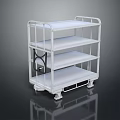 White Three Tiered Mobile Cart With Three Shelves And Four Wheels