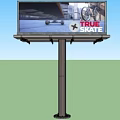 Illuminated Outdoor Billboard Featuring TRUE Signage Display With Bright Lights At Night Urban Scene