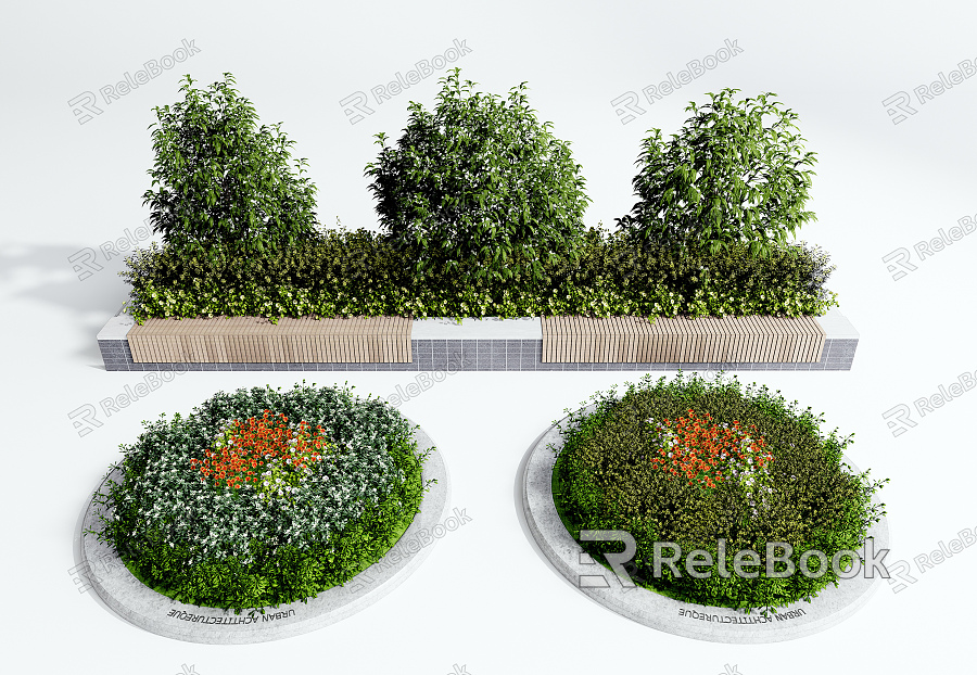 Modern shrubs Shrubs Greening flower beds model