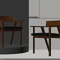 Modern Wooden Dining Chair With Black Cushion And Armrest Design