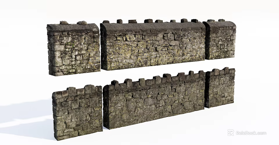 Stone Brick Exterior Wall Design With Textured Surface And Classic Pattern 3d model 