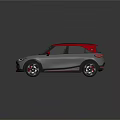 Stylish Modern Gray Car With Red Roof And Red Side Mirrors
